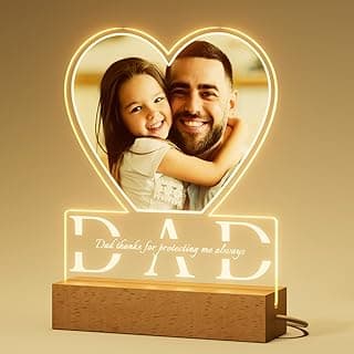 Bemaystar Dad Gifts with Picture- Custom Night Light with Photo Text, Father's Day Gifts from Daughter Son Wife, Gifts for Dad, Dad Gifts for Father Grandpa Papa for Fathers Day Birthday Christmas