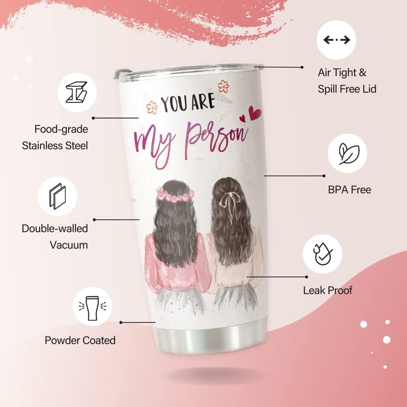 Best Friend Tumblers - You Are My Person 20oz - Perfect Gifts for Best Friends, Friendship Gifts