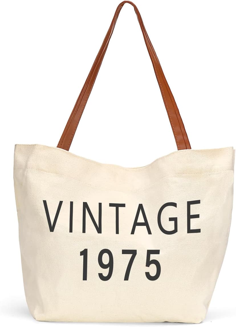 50th Birthday Gifts for Her,50th Birthday Gifts for Women,Gift for 50 Year Old Woman,50 Year Old Gift for Women-Vintage 1975 Tote Bag