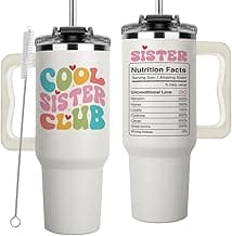 Cool Sister Club Tumbler 40Oz - Big Sis Gift Ideas, Funny Coffee Presents for Her, Cute Sibling Tumbler with Handle for Younger or Older Sisters, Birthday Gifts for Women and Teenage Sis