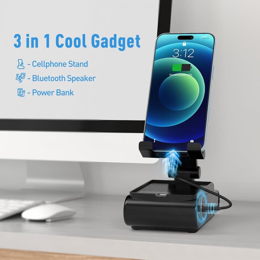 Gifts for Men, Cell Phone Stand with Wireless Bluetooth Speaker, Birthday Gifts for Mens Dad Boyfriend, Cool Gadgets for Men, Anniversary Ideas Gift, Compatible with iPhone/iPad/Samsung Galaxy