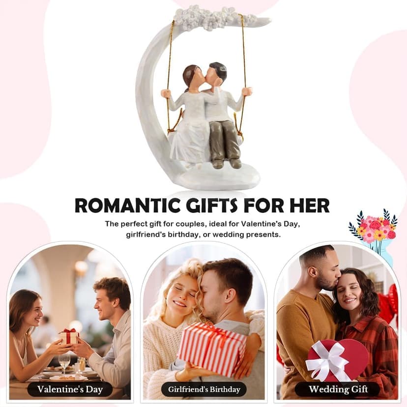 jinhuoba Romantic Wedding Couple Figurines, Hand Painted Loving Together Sculpture, Best Valentine Marriage Anniversary Weddings Engagement Gifts for Couple Wife Women Her