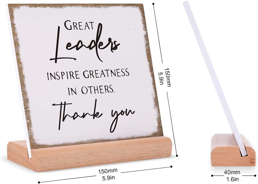 Afterprints Boss Gifts for Men Women, Thank You Acrylic Plaque, Appreciation Gifts for Boss Great Leaders Supervisor on Christmas, Retirement, Leaving, Leaders Signs with Wooden Stand