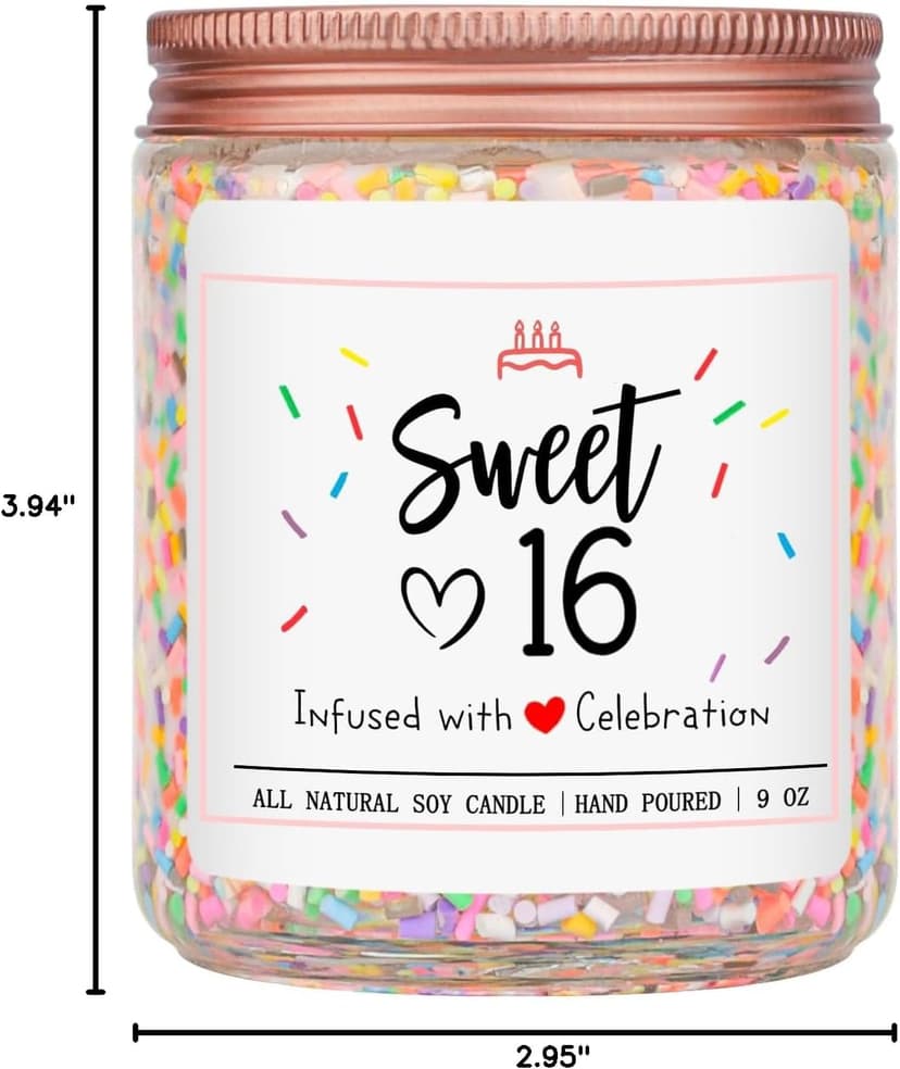 Homsolver 16th Birthday Gifts for Girls, Vanilla Cream Scent Best Ideas Birthday Presents for Daughter, Friends, Sister, Handmade Aromatherapy Candle Decorations
