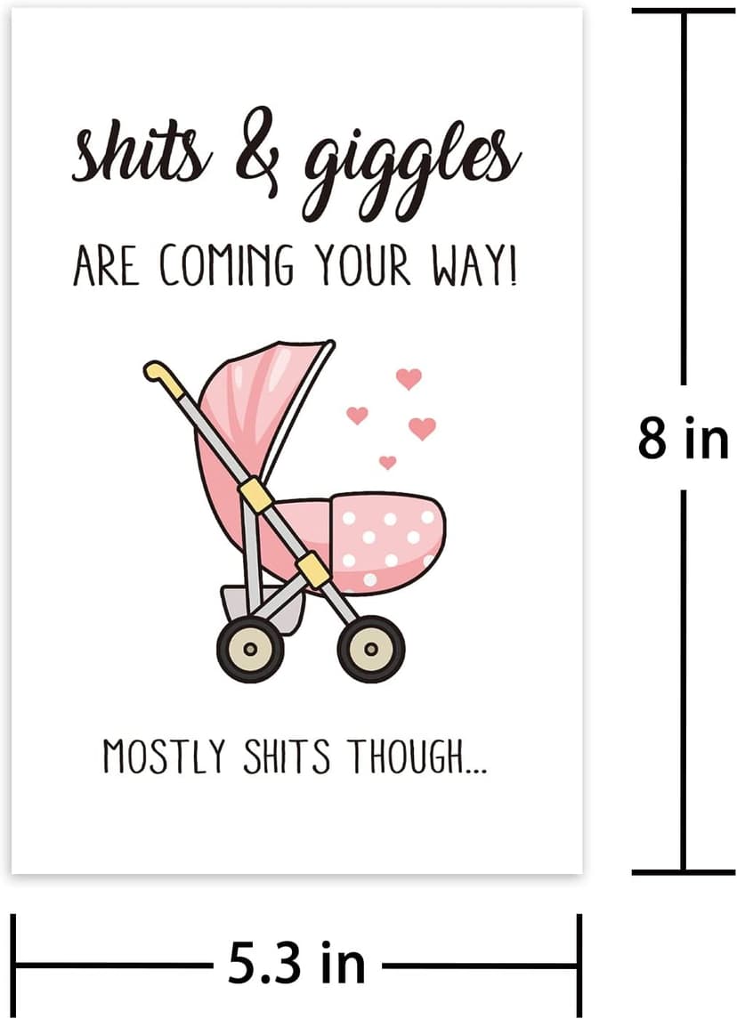 Leinessy Lovely New Baby Congratulations Card, Funny Baby Shower New Baby Card, Shits and Giggles Are Coming Your Way
