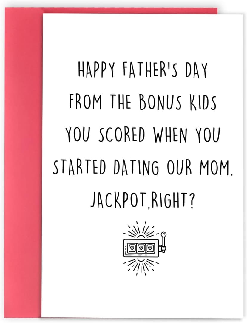 Asmallgf Funny Fathers Day Card for Step Dad, Bonus Dad Fathers Day Gift, Father's Day from Step Daughter Son