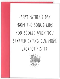 Asmallgf Funny Fathers Day Card for Step Dad, Bonus Dad Fathers Day Gift, Father's Day from Step Daughter Son