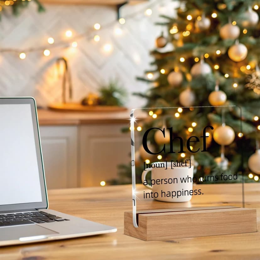 Chef Gifts for Men Women, Chef Definition Gift, Gifts for Chefs, Home Kitchen Decor, Desk Decor Acrylic Sign, 4 x 4 Inches