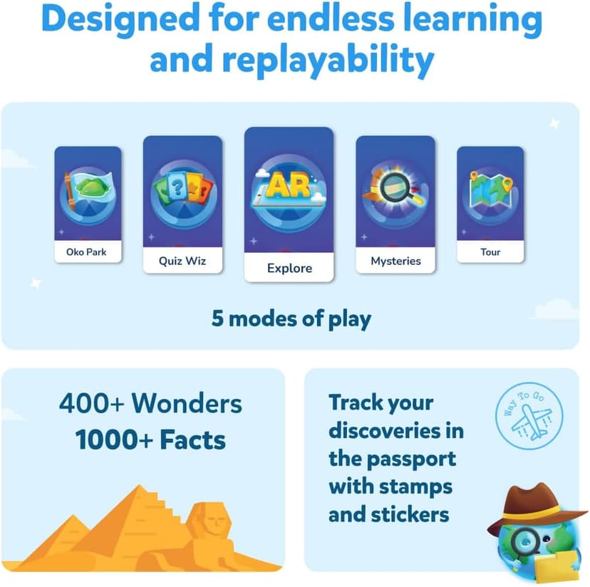 PlayShifu Globe for Children – Orboot Earth: Interactive Kids Globe with 1000+ Facts on Animals, Places & Monuments | Tech-Powered Learning Toy & STEM Gift for Kids Ages 4–10