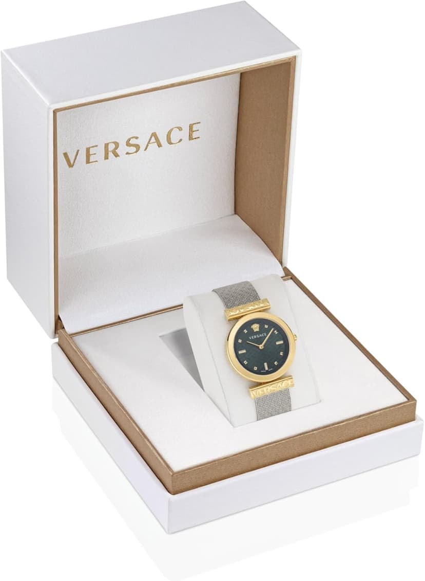 Versace Versace Regalia Collection Luxury Womens Watch Timepieces with a Two Tone Bracelet and Case featuring a Green Dial