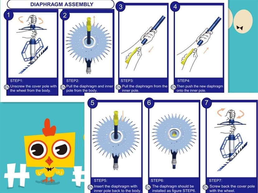 VINGLI Pool Vacuum Cleaner Automatic Sweeper Swimming Pool Creepy Crawler Vacuum with 33FT Hoses (Navy Blue&White)