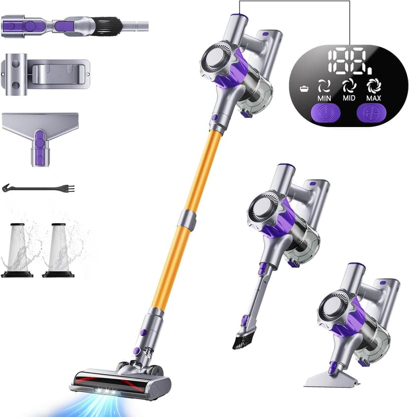 Cordless Vacuum Cleaner, 580W 50Kpa Powerful Stick Vacuum, Up to 70Mins Rechargeable Battery, Vacuum Cleaners for Home Anti-Tangled Lightweight Handheld for Hardwood Floor, Carpets, Pet Hair