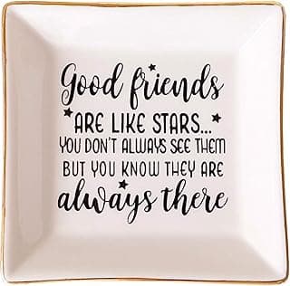 PUDDING CABIN Birthday Gifts for Friends Female Ring Trinket Dish - “Good Friends Are Like Stars You Don't Always See Them But You Know They Are Always There” Friendship Gifts for Women Friends