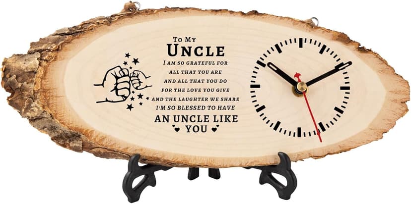 BeauGift Uncle Gifts, Christmas Wooden Clock Gifts for Uncle from Niece Nephew, Best Uncle Ever Gifts Idea for Birthday Christmas Fathers Day