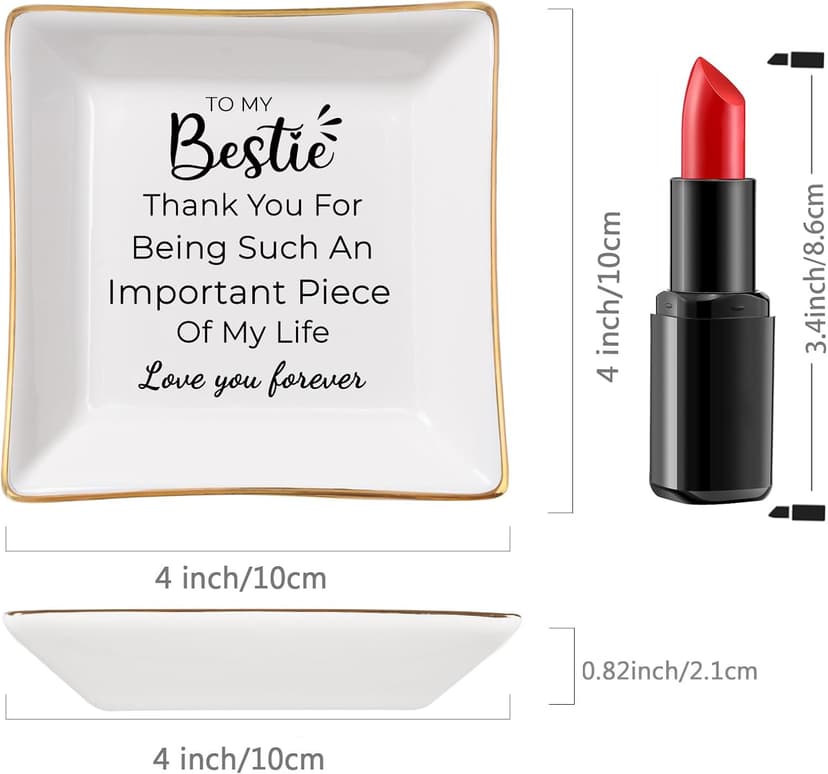 Birthday Gifts for Women Best Friend - to My Bestie Jewelry Dish Trinket Tray, Unique Friendship Gifts for Women Female Friend Christmas Valentines Mother's Day