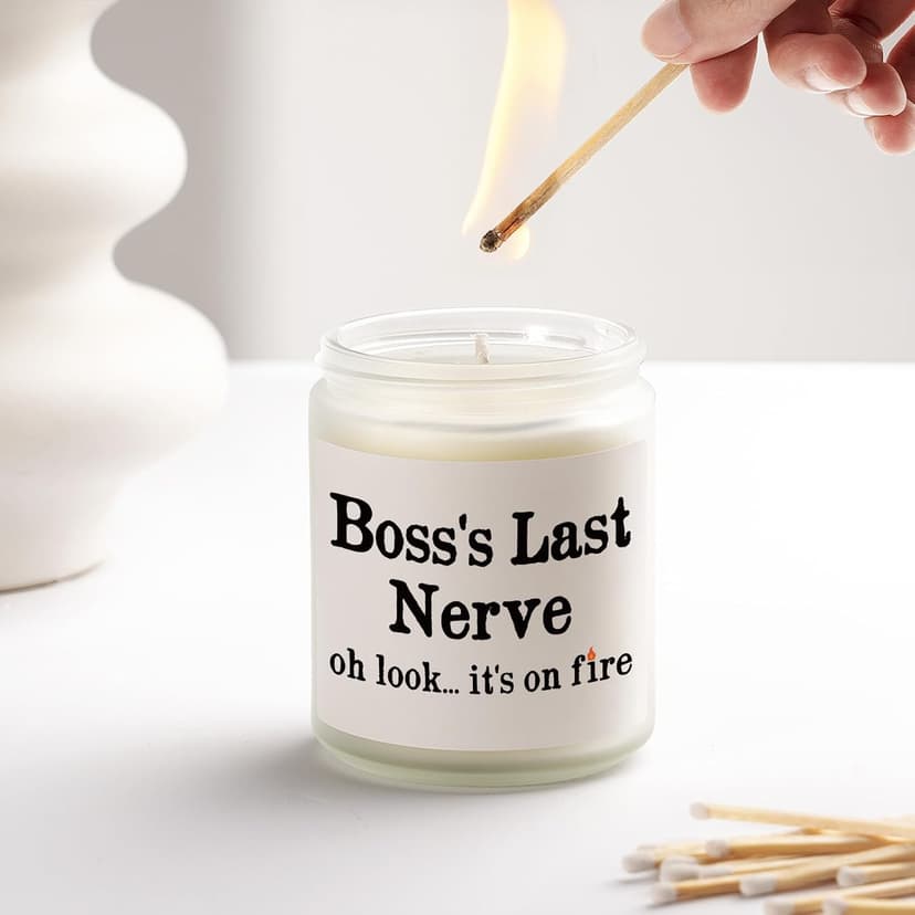 Funny Boss Gifts for Women Men- Handmade Lavender Soy Wax Candle- Best Boss Lady Gifts for Women, Birthday Christmas Gift for Boss Female, Boss's Last Nerve Candle (7oz)