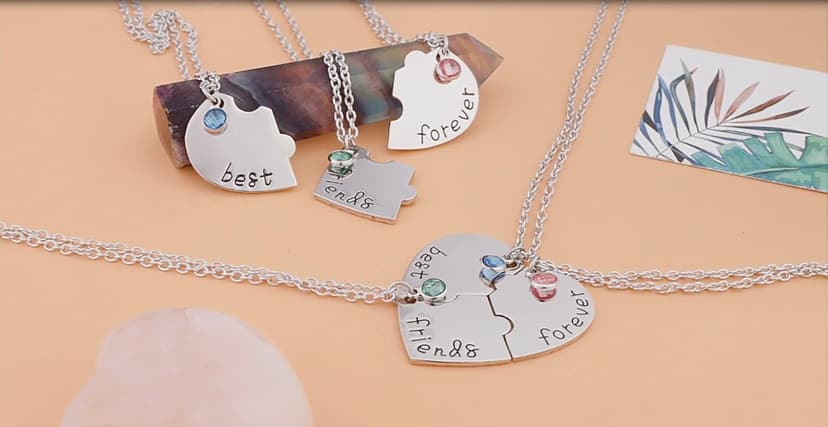 Top Plaza Best Friends Forever and Ever Necklaces for 3 BFF Heart Puzzle Matching Alloy Pendant Necklaces Set Friendship Jewelry for Sisters