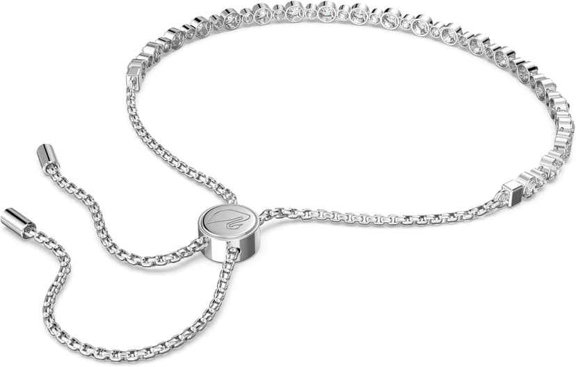 Swarovski Matrix Tennis Soft Bracelet, Round Cut Clear Crystals, Rhodium and Rose Gold-Tone Finishes