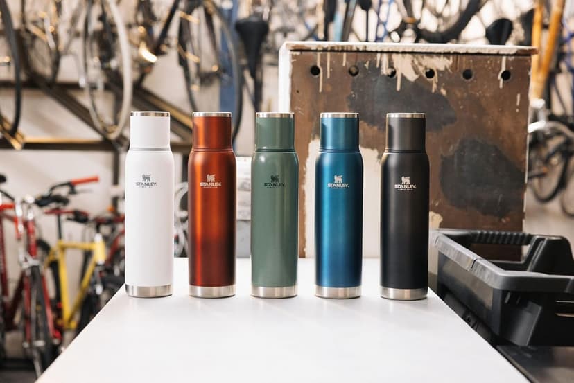 Stanley Adventure-To-Go Vacuum Bottle 1.4 qt | Wide Mouth with Leakproof Cup Lid | Keep Drinks Hot or Cold | Packable for Travel | Insulated Stainless Steel Thermal Bottle | BPA-Free | Chili Red