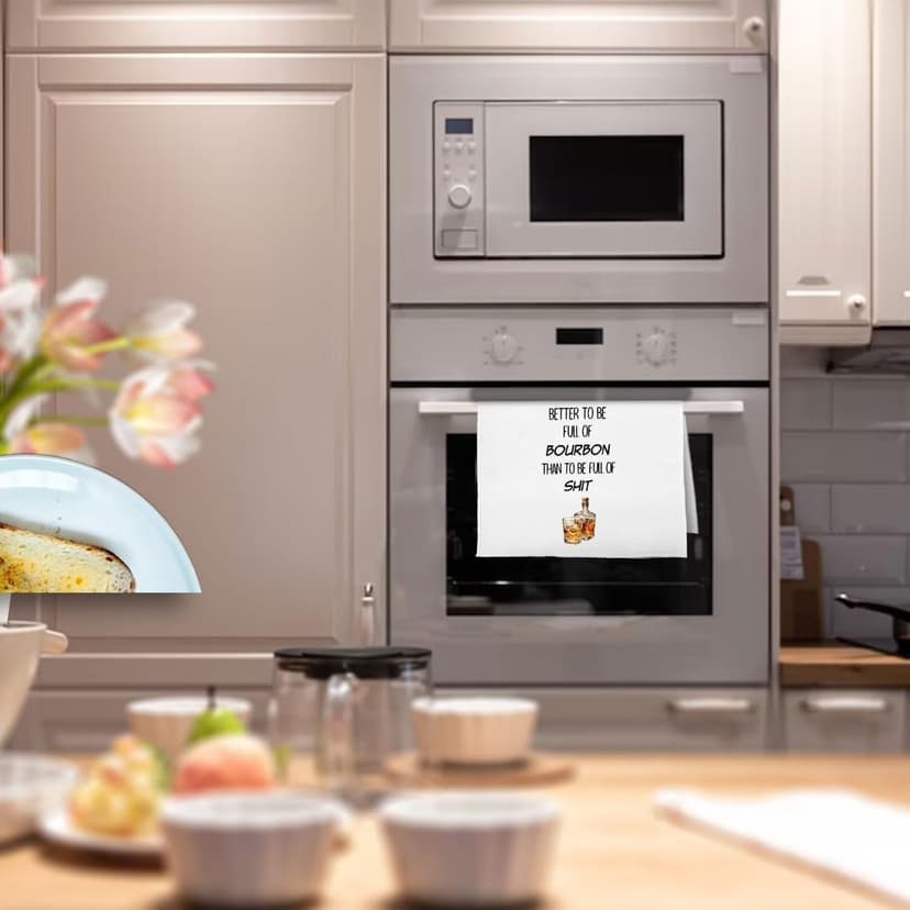 Funny Whiskey Kitchen Towels 16x24 Inch, Bourbon Gifts for Men Women Decorative Hand Towels, Alcohol Lovers Gifts Dish Tea Bar Towel for Kitchen Bar Cart Decor