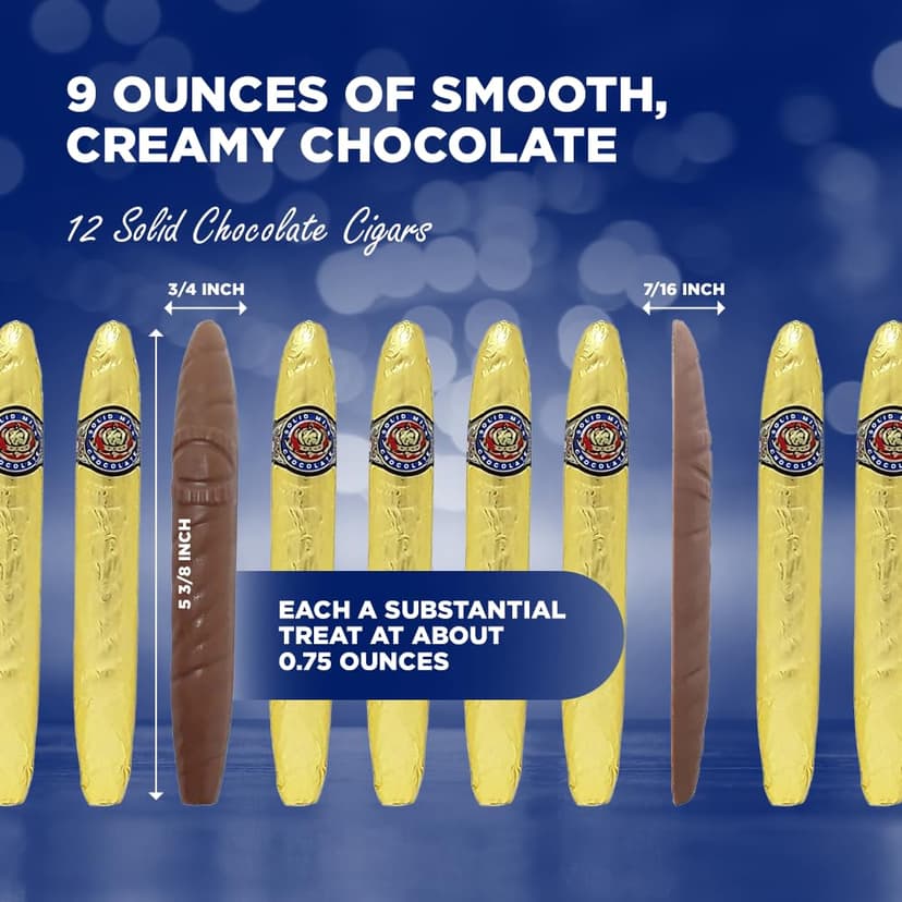 Madelaine Chocolate Candy Cigarettes Gift Box for Birthday Party or Celebration - 12 Chocolate Cigars Father's Day Gift - Individually Wrapped in an Elegant Box