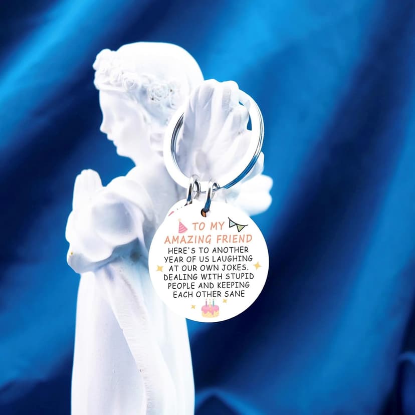 Best Friend Birthday Gifts for Women Girls Happy Birthday Bestie Gift Funny Friendship Gifts for BFF Coworker Classmate To My Amazing Friend Keychain