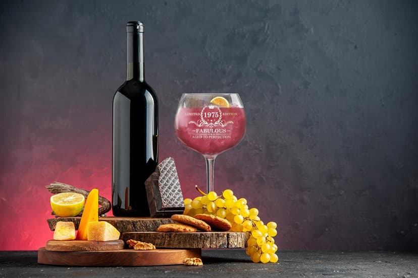 NewEleven 50th Birthday Gifts For Her, Women - Vintage 1975 50th Birthday Decorations For Women - 50 Year Old Present Ideas For Wife, Mom, Grandma, Aunt, Friends, Female - 16 Oz Wine Glass