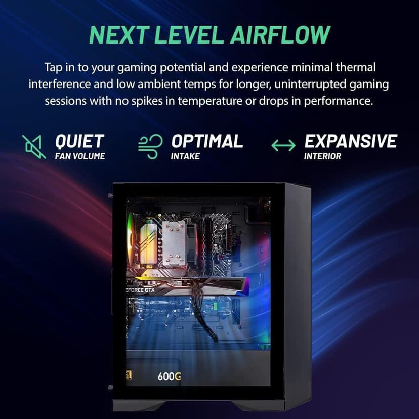 Skytech Gaming Nebula Gaming PC Desktop – AMD Ryzen 5 3600 3.6 GHz, NVIDIA GTX 1650, 500GB NVME SSD, 16GB DDR4 RAM 3200, 600W Gold PSU, 11AC Wi-Fi, Windows 11 Home 64-bit,Black