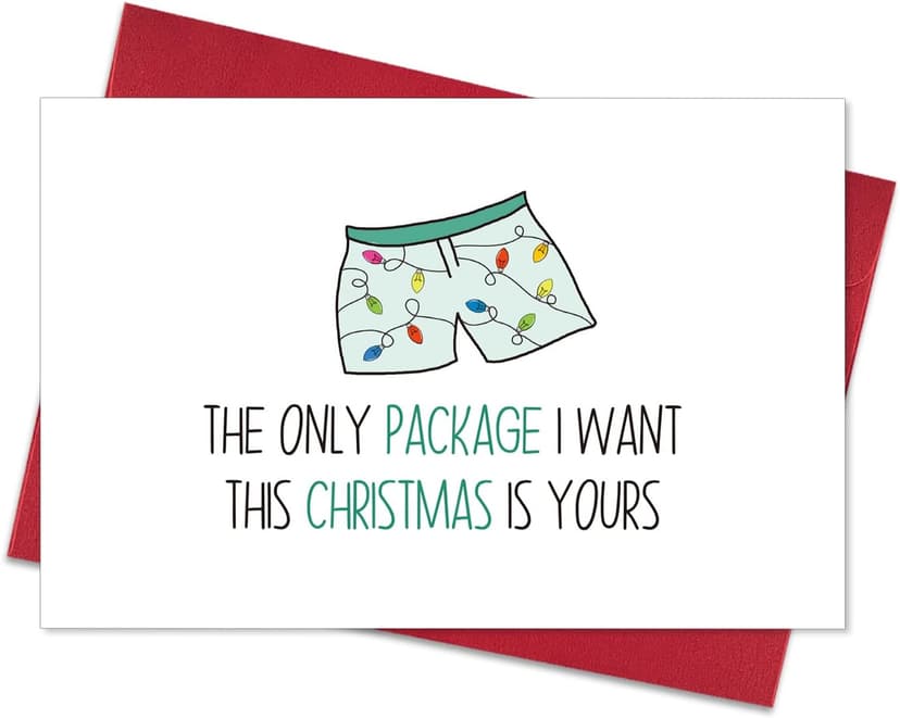 Funny Christmas Cards with Envelopes, Naughty Christmas Gifts for Boyfriend Husband Men, Unique Christmas Gift ideas for Him, Cute Merry Christmas Card Gifts from Wife Girlfriend