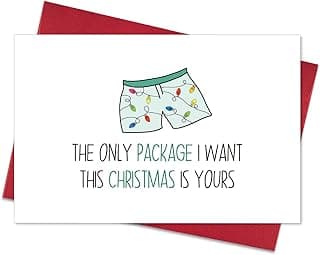 Funny Christmas Cards with Envelopes, Naughty Christmas Gifts for Boyfriend Husband Men, Unique Christmas Gift ideas for Him, Cute Merry Christmas Card Gifts from Wife Girlfriend