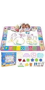 Water Doodle Mat - Kids Painting Writing Color Doodle Drawing Mat Toy Bring Magic Pens Educational Toys for Age 2 3 4 5 6 7 Year Old Girls Boys Age Toddler Gift