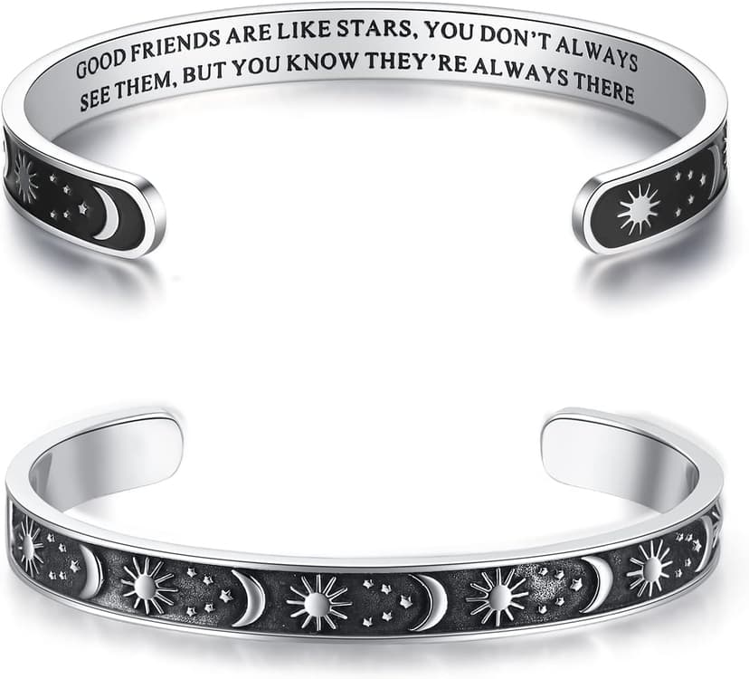 TONY & SANDY Inspirational Bracelets for Women Teen Girls Personalized Gifts for Daughter Granddaughter Mom Sister Friends Stainless Steel Engraved Cuff Birthday Easter Christmas