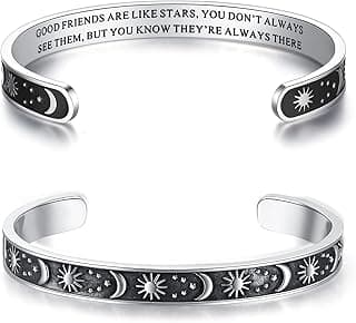 TONY & SANDY Inspirational Bracelets for Women Teen Girls Personalized Gifts for Daughter Granddaughter Mom Sister Friends Stainless Steel Engraved Cuff Birthday Easter Christmas