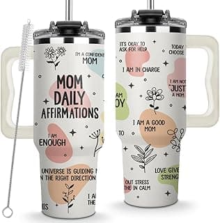 Mom Daily Affirmations Tumbler 40Oz – Gifts for Mom's Birthday, Mother's Day, Expecting Moms Present, Momma Gifts from Daughters, Sons, Kids, Inspirational Mama Mug, Mommy Coffee Cup