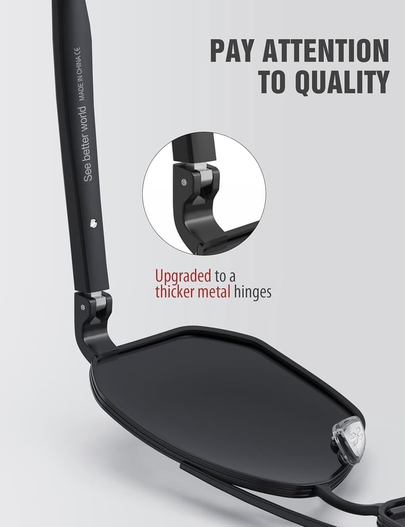 LUENX Aviator Sunglasses for Men Square Polarized Polygon Lens - UV 400 Protection with Accessories 61MM Driving Outdoor