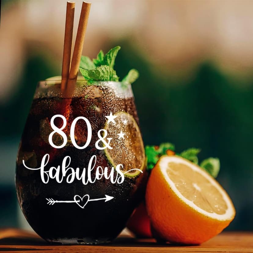 80th Birthday Gifts for Women Her - 80 Fabulous Wine Glass Turning 80 Years Old Gift, Unique Happy 80th Birthday Gifts for Her, Mom, Wife, Friends, Sister, Female, Coworker, Grandma, Aunt