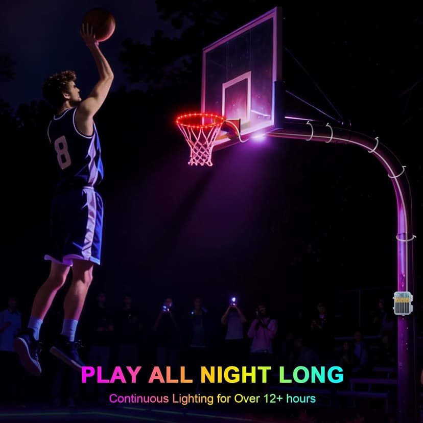 LED Basketball Hoop Lights, Remote Contral Basketball Goal Accessories Light Up Hoop Rim, 16 Color Change, Waterproof, Basketball Gift for Youth Boys Girls Men Kids