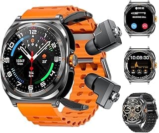 Smartwatch with Earbuds(Answer&Make Calls) IP67 Water Resistant Watch(2 Straps), Sports Watches 100+ Sports Modes (Cycling/Fitness/Hiking), DIY Watch Faces for Men Dad Husband