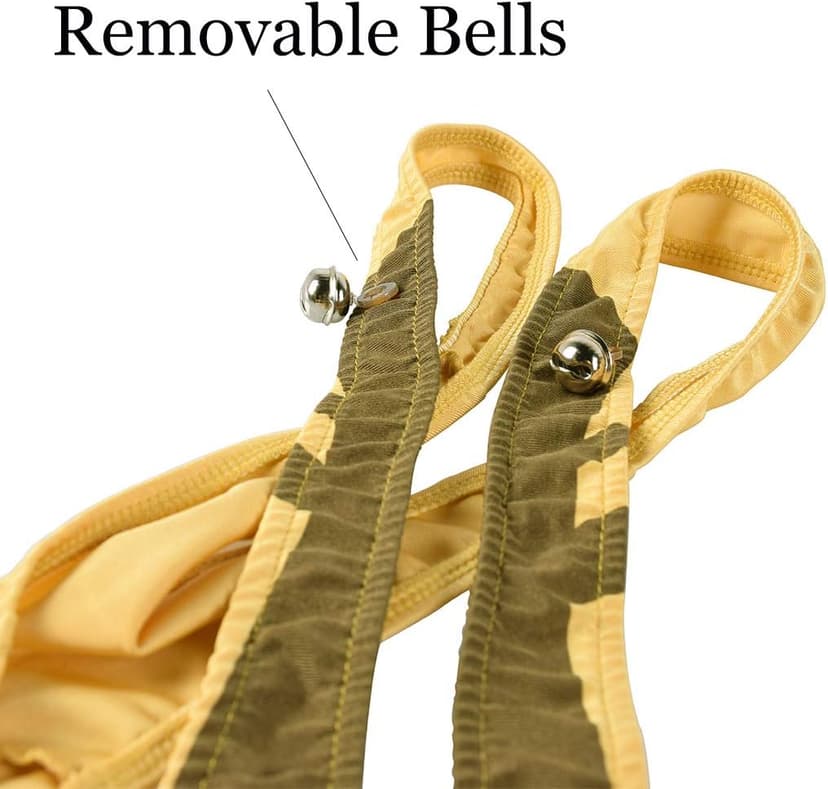 Rukisac Christmas Gag Gift Reindeer Underwear Mankini Men Thong Suits with Bells Pranks for White Elephant Exchange Gifts Valentines Day