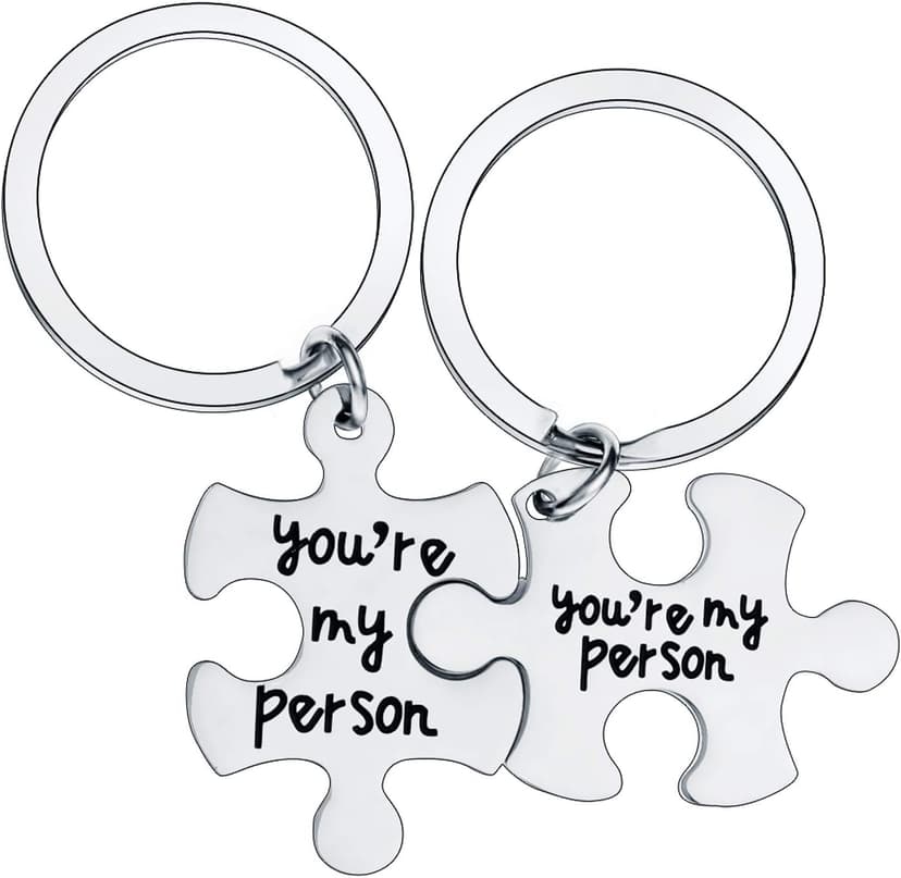 2PC You're My Person Puzzle Stainless Steel Keychain Jewelry Set Valentines Day Best Friend Gift Key Chain