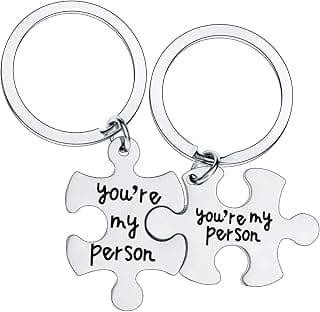 2PC You're My Person Puzzle Stainless Steel Keychain Jewelry Set Valentines Day Best Friend Gift Key Chain