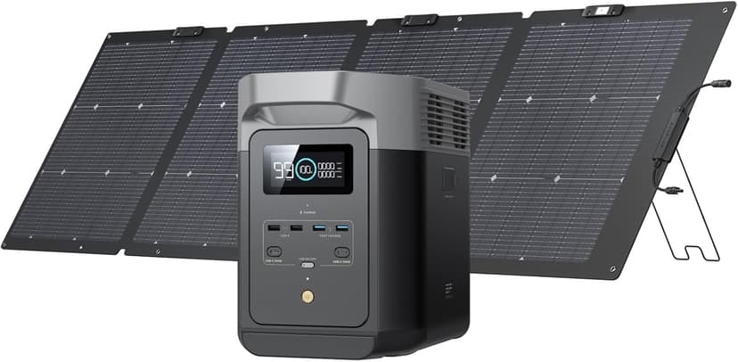 EF ECOFLOW Solar Generator DELTA2 with 220W Solar Panel, LFP(LiFePO4) Battery, Fast Charging, Portable Power Station for Home Backup Power, Camping & RVs