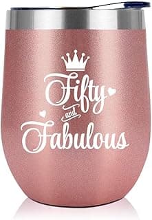 NewEleven 50th Birthday Gifts For Women, Her - 1975 50th Birthday Decorations - Gift For Women Turning 50-50 Year Old Gifts For Her, Mom, Wife, Friends - 12 Oz Wine Tumbler