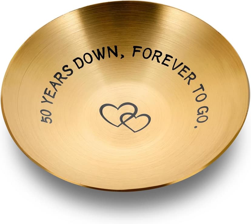 50th Anniversary Day Gifts for Couple Wedding Anniversary Day Gifts for Wife Gold Anniversarys Day Gift for Parents Mothers Day Gift for Grandma Gold Anniversarys Decoration Valentine Jewelry Tray