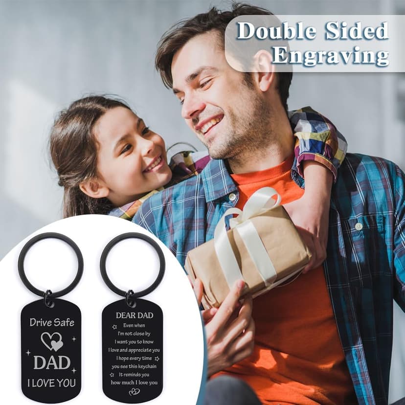 Gifts for Dad from Daughter Son, Drive Safe Keychain Dad Christmas Gift Stocking Stuffers for Birthday Thanksgiving Father's Day Gift for Husband from Wife