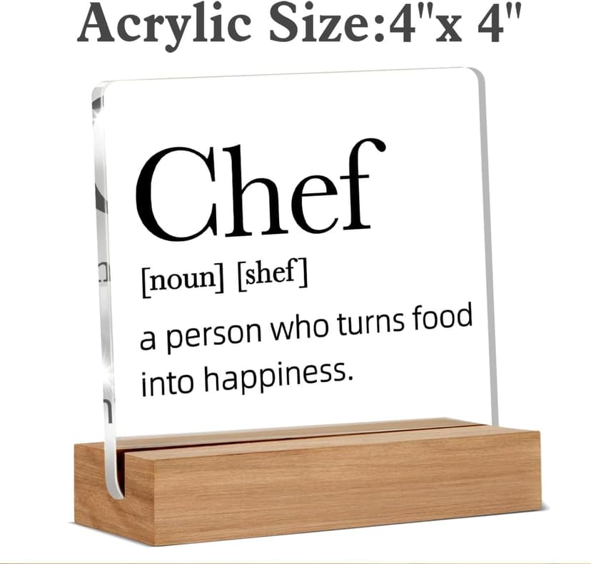 Chef Gifts for Men Women, Chef Definition Gift, Gifts for Chefs, Home Kitchen Decor, Desk Decor Acrylic Sign, 4 x 4 Inches