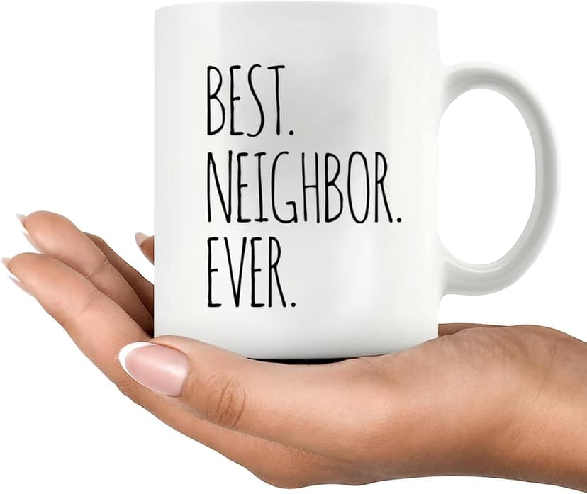 Panvola Best Neighbor Ever Farewell Gifts for Neighbors Moving Away Housewarming Goodbye Welcome Appreciation New Neighborhood Novelty Drinkware Ceramic Mug (11 oz, White)