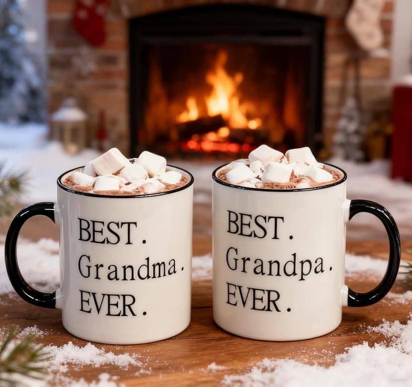 Mecai Grandparents Gifts-Best Grandma/grandpa ever -11 OZ ceramic Coffee Mugs set of 2- Novelty Christmas Birthday Thank You Gifts For Grandparents Ideas