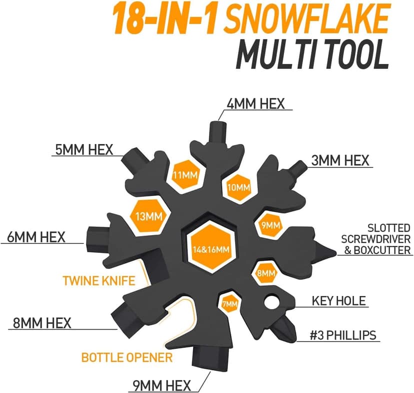 Stocking Stuffers Gifts for Men 18-in-1 Snowflake Multitool, Christmas Birthday Gifts for Men Dad Husband Him Grandpa, White Elephant Gifts for Dad Who Have Everything, Cool Gadgets Tools