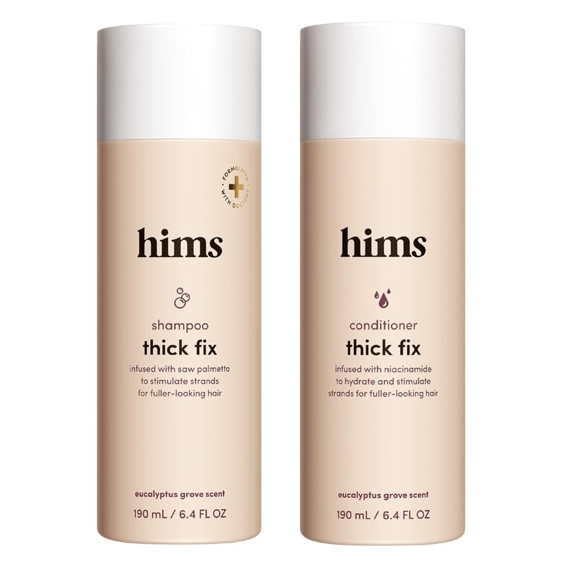 hims Thick Fix Shampoo & Conditioner Set - Thickening Shampoo and Conditioner with Saw Palmetto and Niacinamide - No Parabens or Sulfates, Vegan and Cruelty Free - Eucalyptus Grove - 2 x 6.4 fl oz